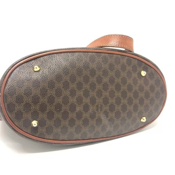 CELINE vintage Macadam Bucket Hand Bag Tote Bag PVC/Leather Brown/GoldHardware - Picture 12 of 15
